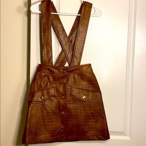 Zara Cognac Skirt with suspenders
